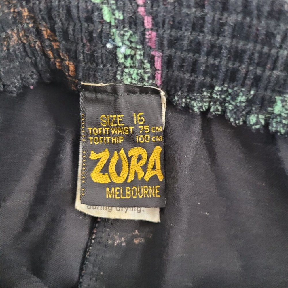 ZORA Womens Velvet Skirt Flared Layered Elastic Waist Size 16 Cotton Gold Belt - Picture 10 of 12